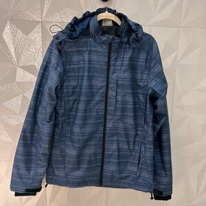 ASICS Men's Storm Shelter Jacket Mens Blue Striped Small Excellent Condition